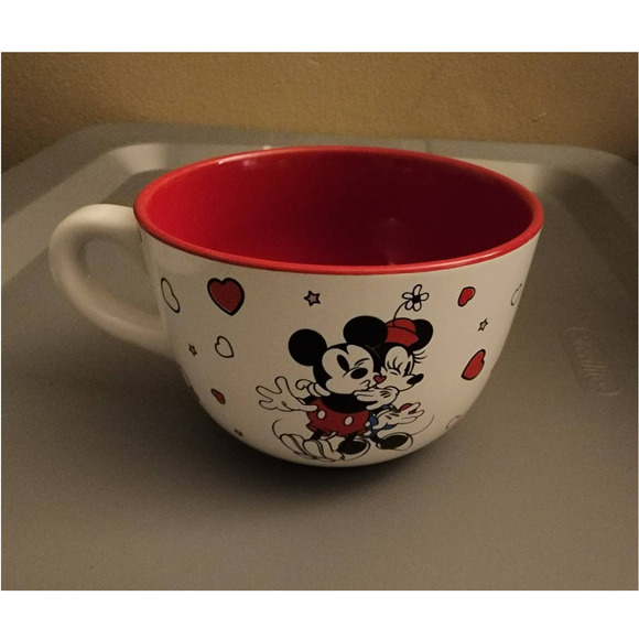 Disney Mickey & Minne " I Love U" Heart Pattern Large Mug. NWOT - Picture 1 of 5
